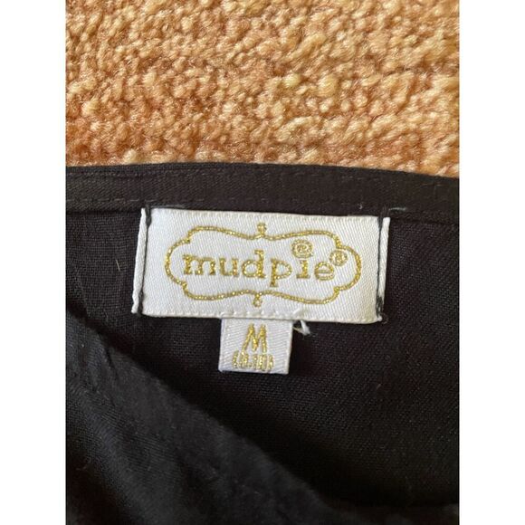 Mud Pie black romper size M button front drawstring waist pockets - Picture 2 of 7